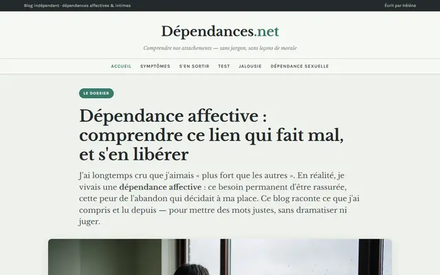 Page d'accueil de Dépendances