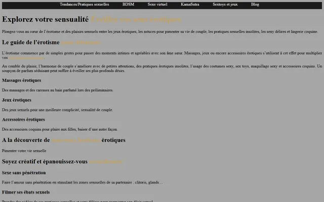 Page d'accueil de Érotiques