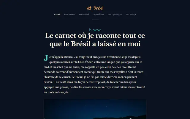 Page d'accueil de Hot Brésil