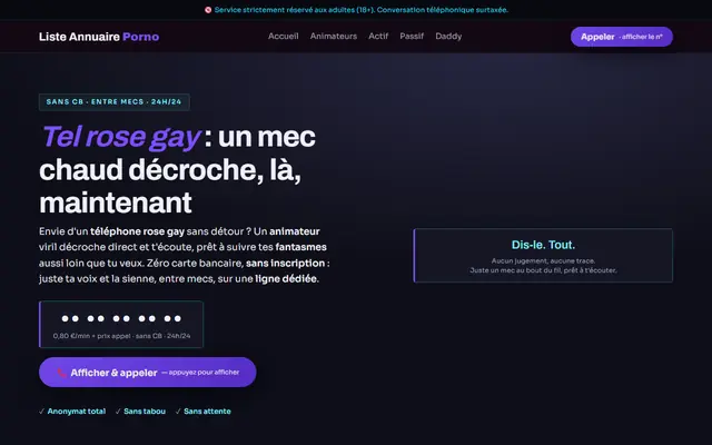 Page d'accueil de Liste Annuaire Porno