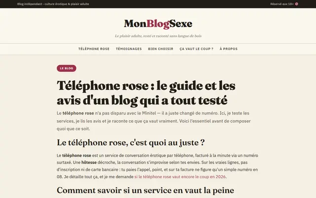 Page d'accueil de Mon Blog Sexe