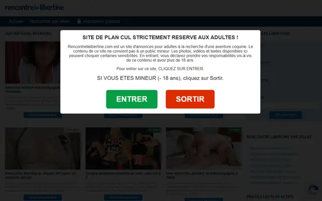 Page d'accueil de Rencontre Ta Libertine